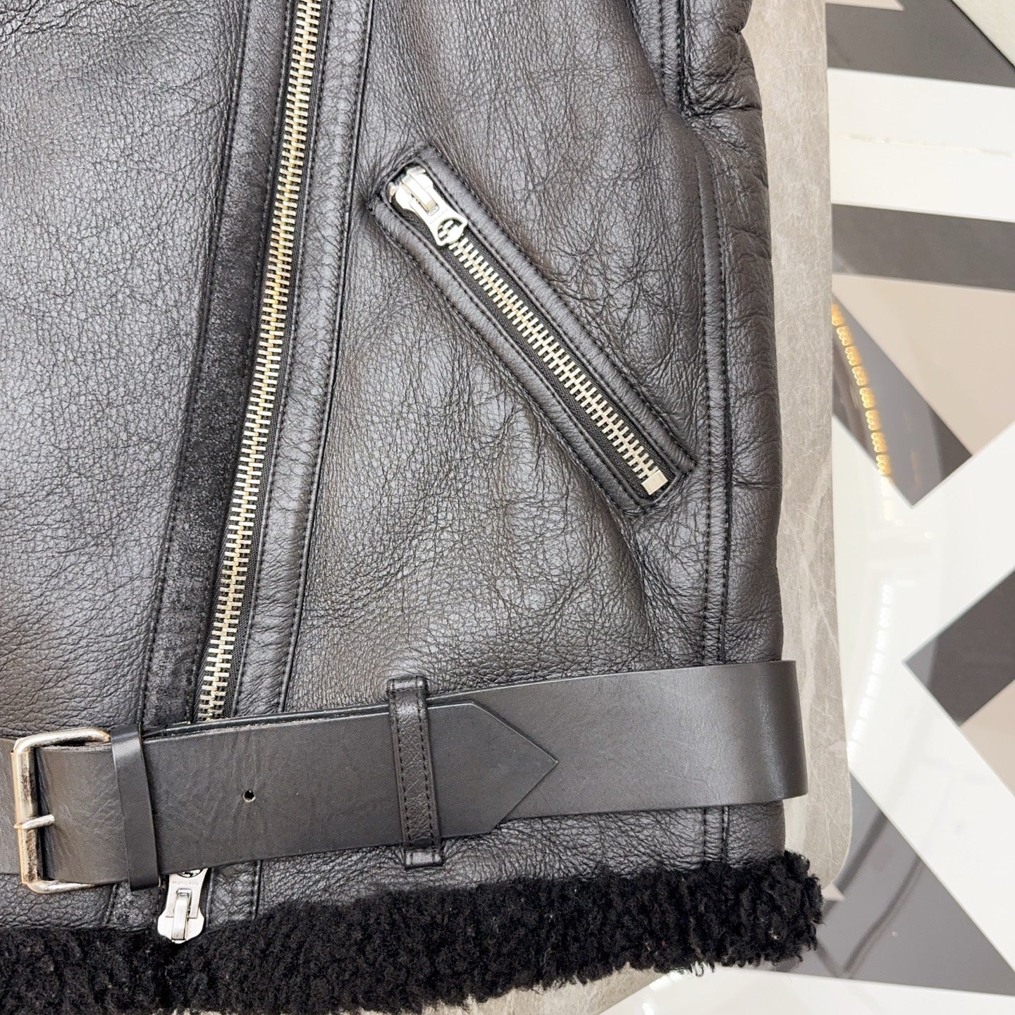 acne studios Leather Black Coat