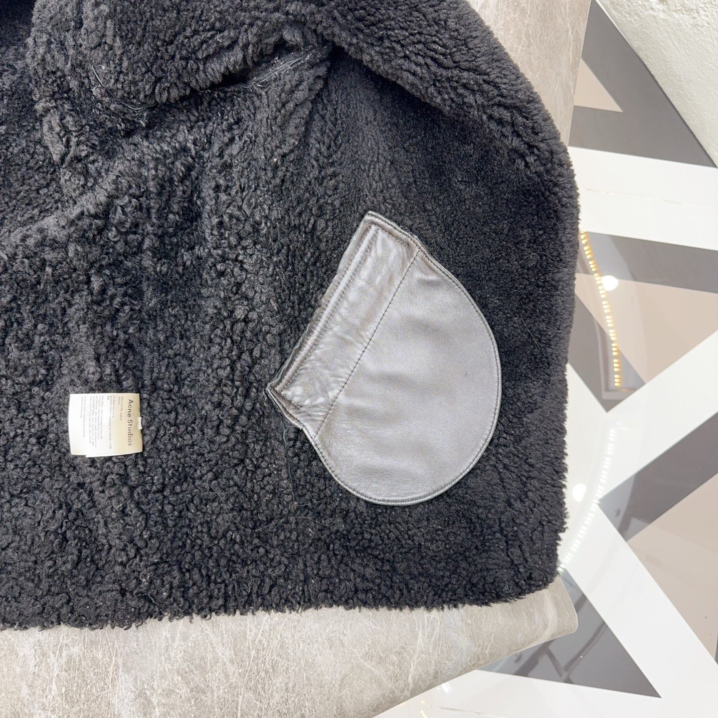 acne studios Leather Black Coat
