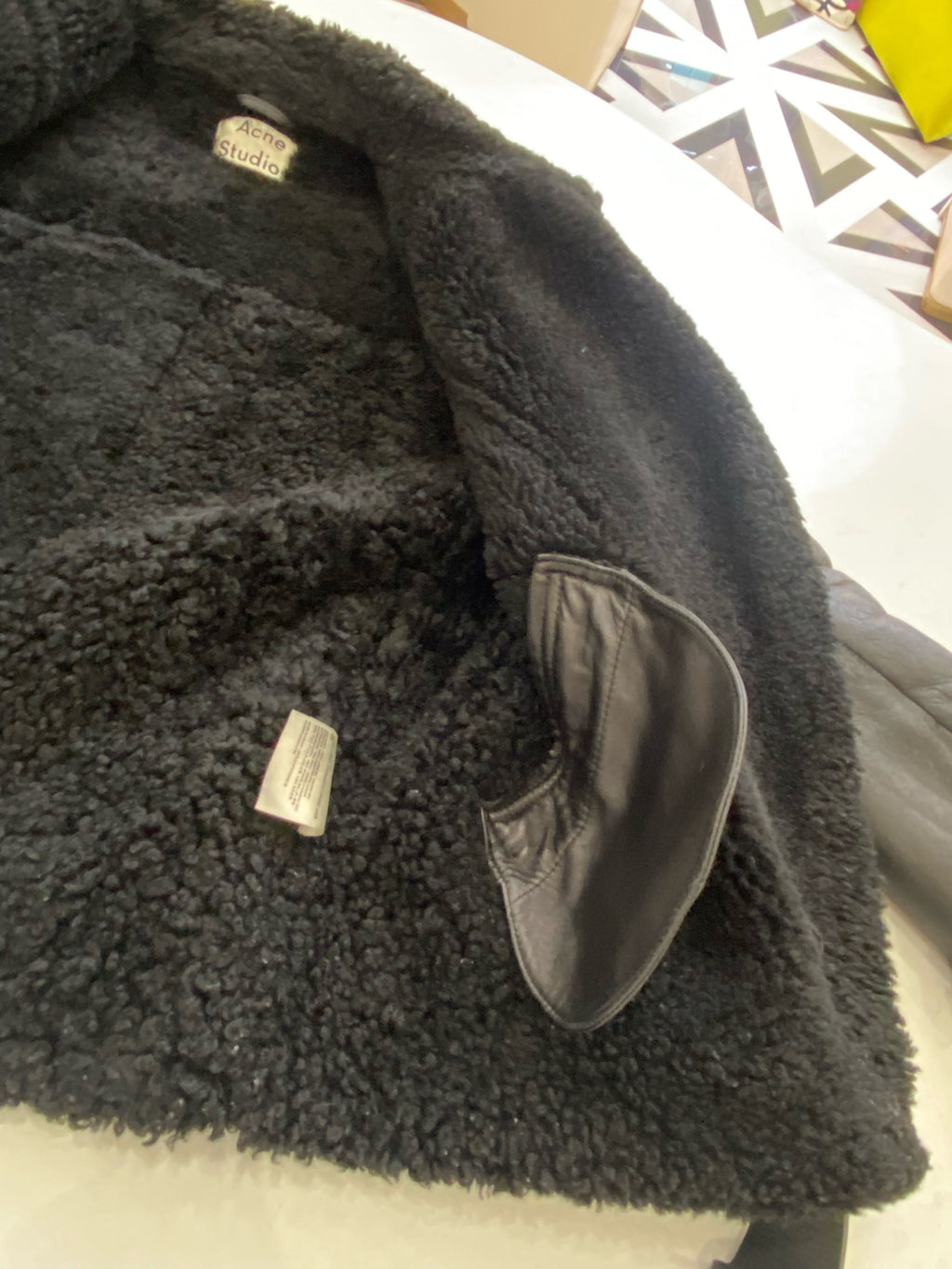 acne studios Leather Black Coat