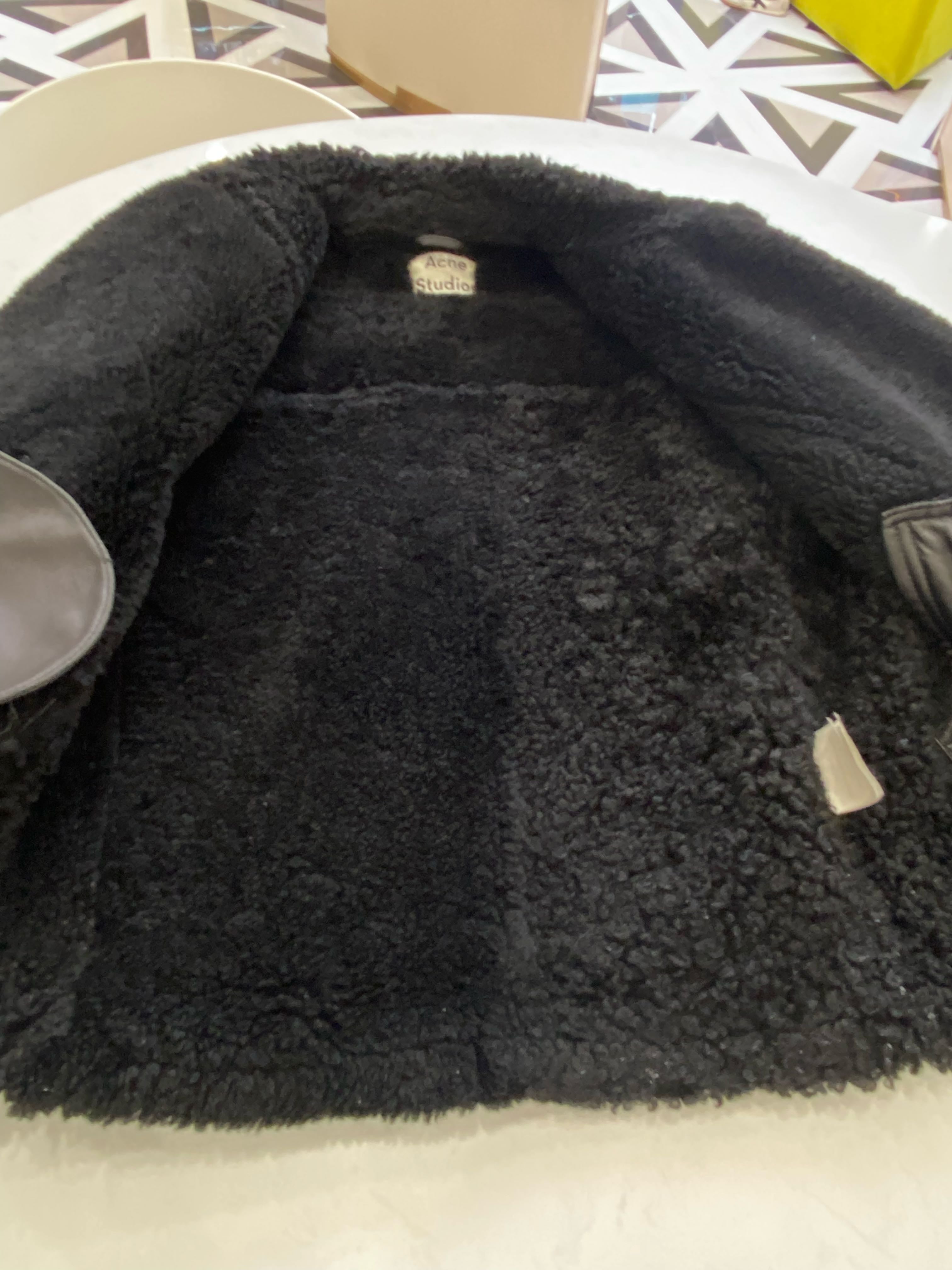 acne studios Leather Black Coat