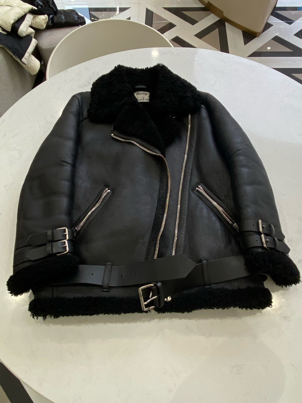 acne studios Leather Black Coat