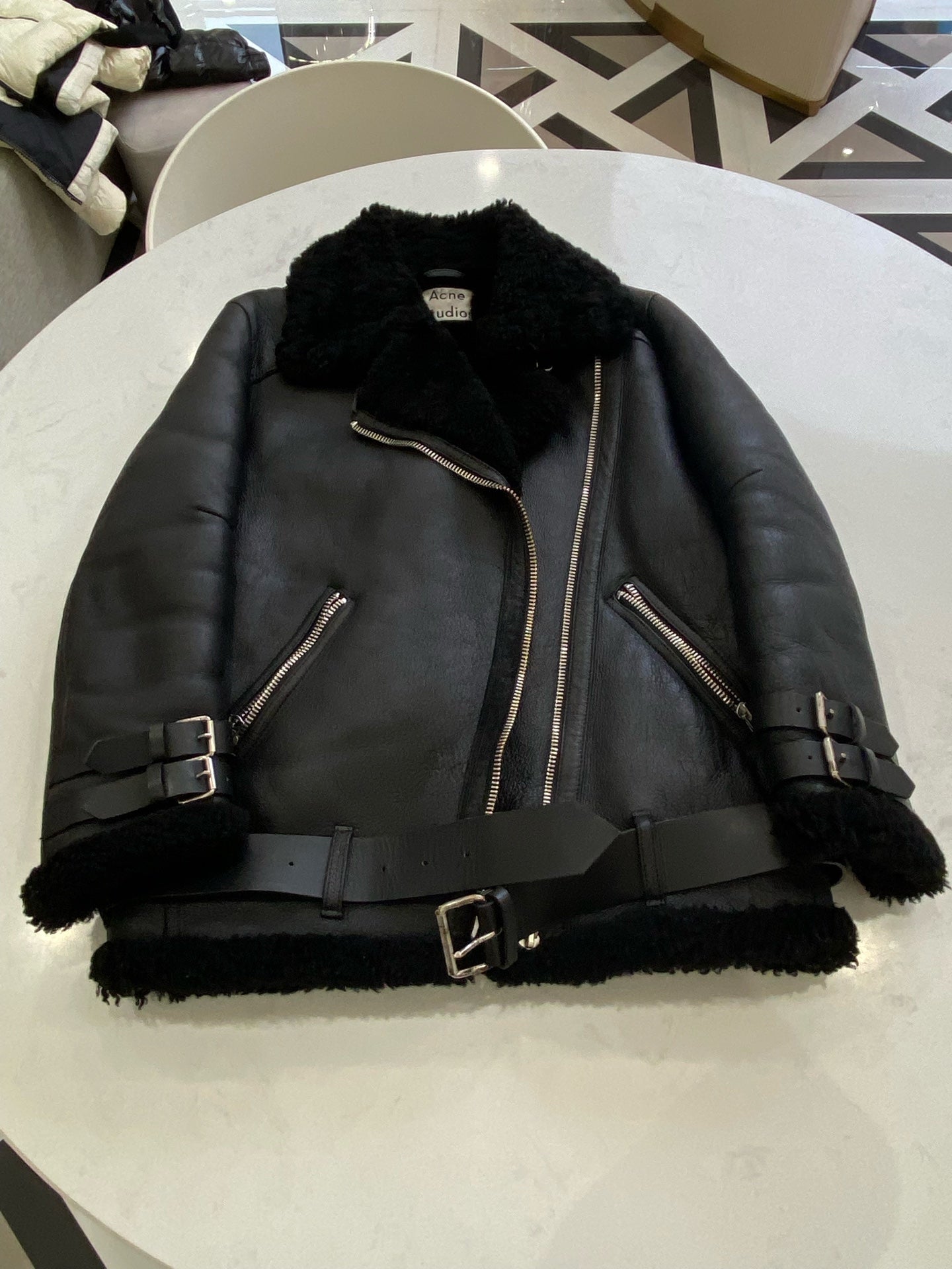 acne studios Leather Black Coat