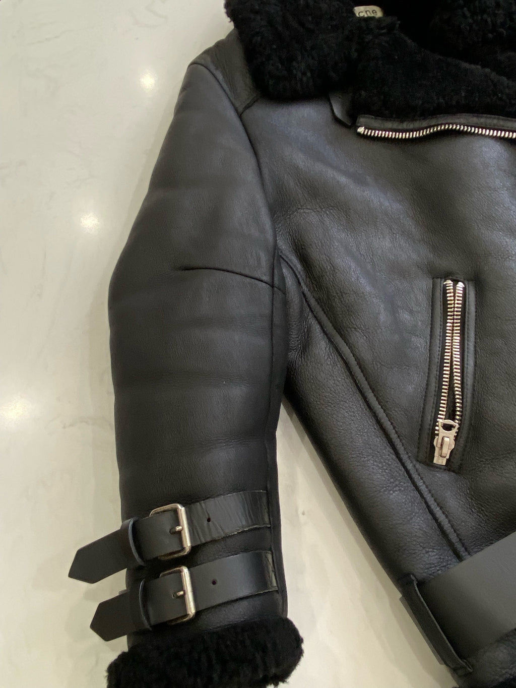 acne studios Leather Black Coat