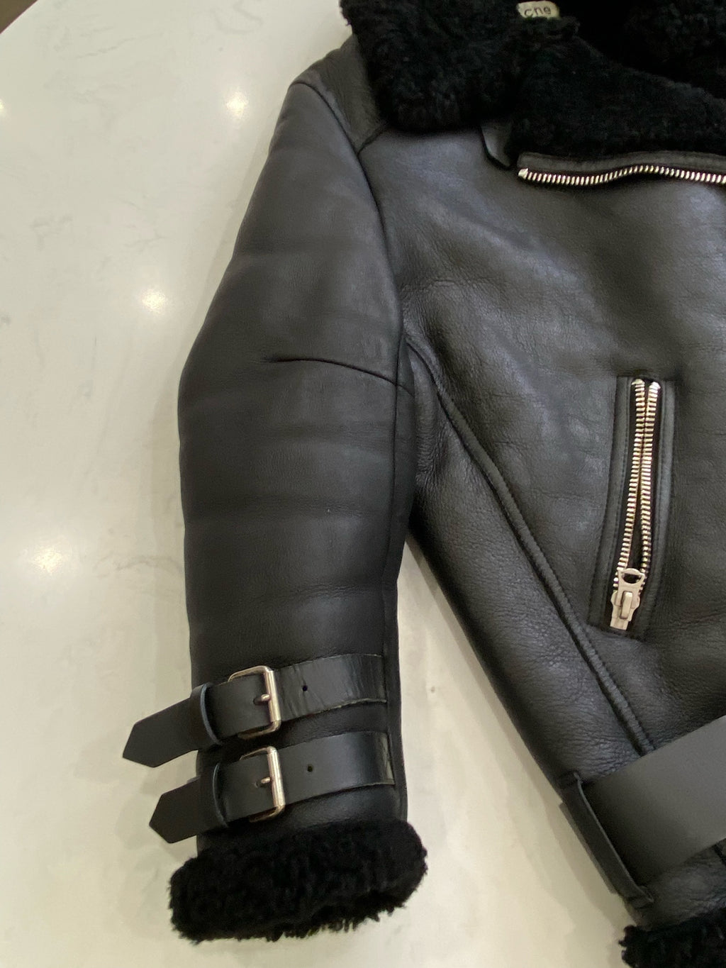acne studios Leather Black Coat