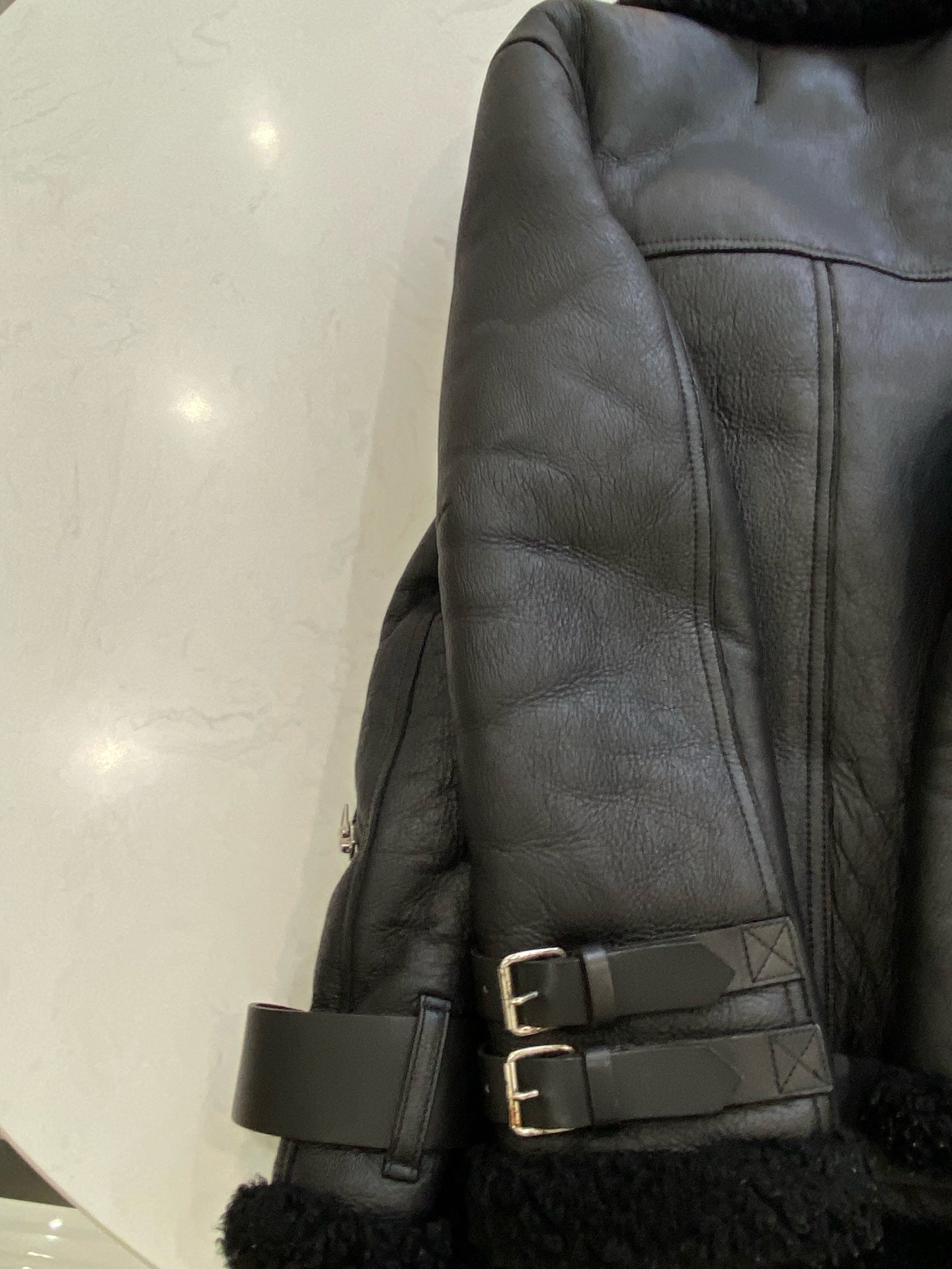 acne studios Leather Black Coat