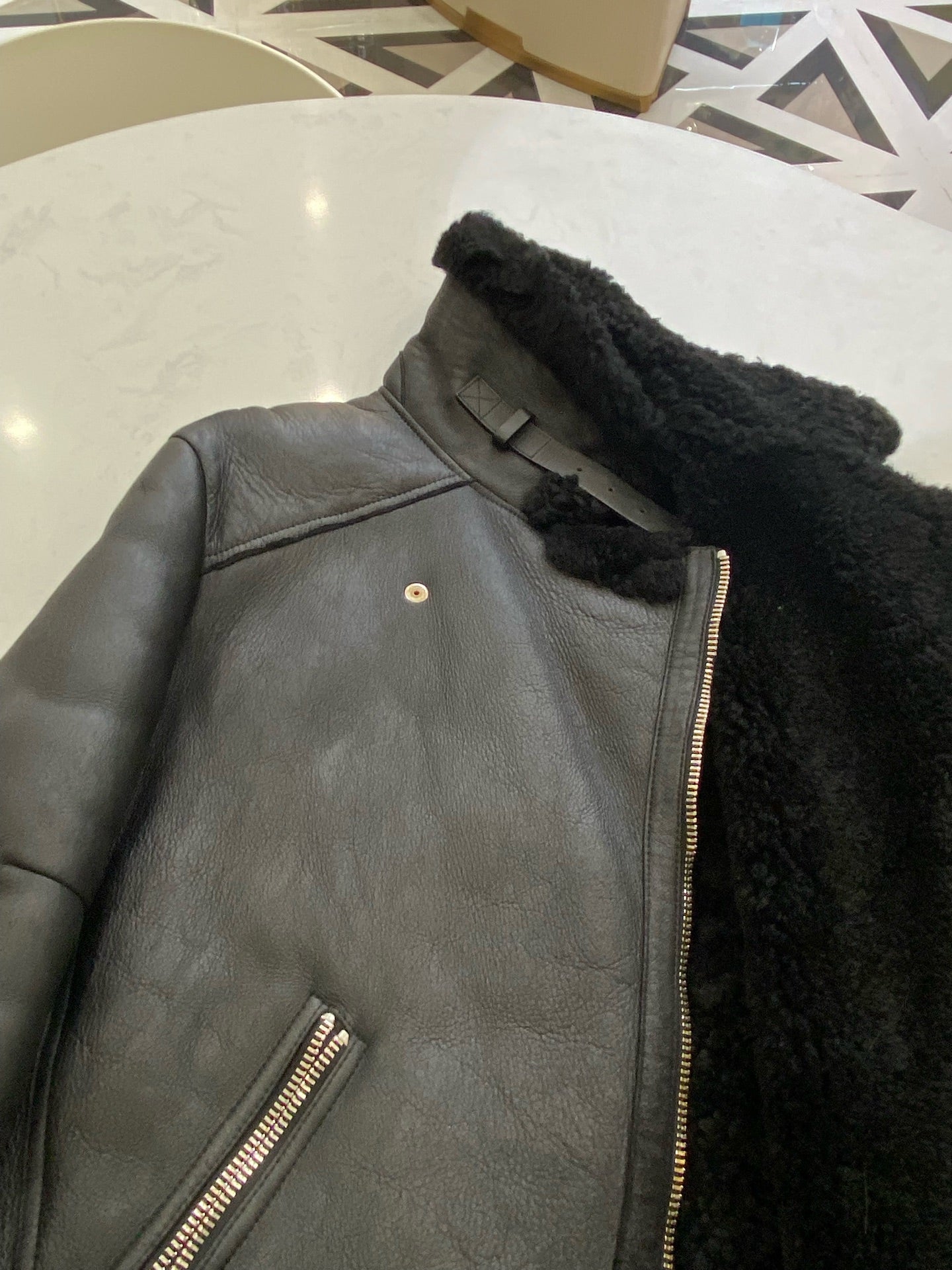 acne studios Leather Black Coat