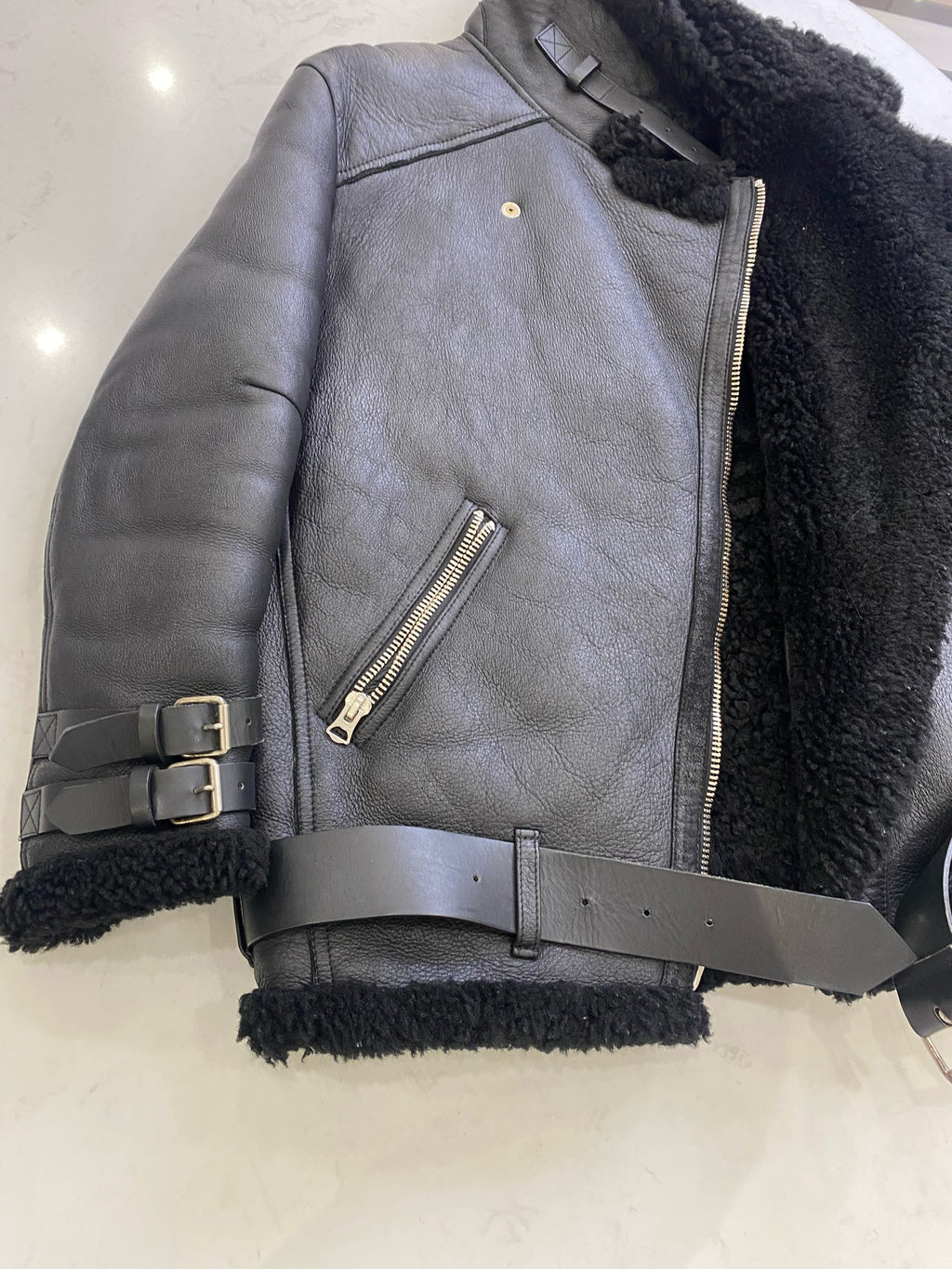 acne studios Leather Black Coat