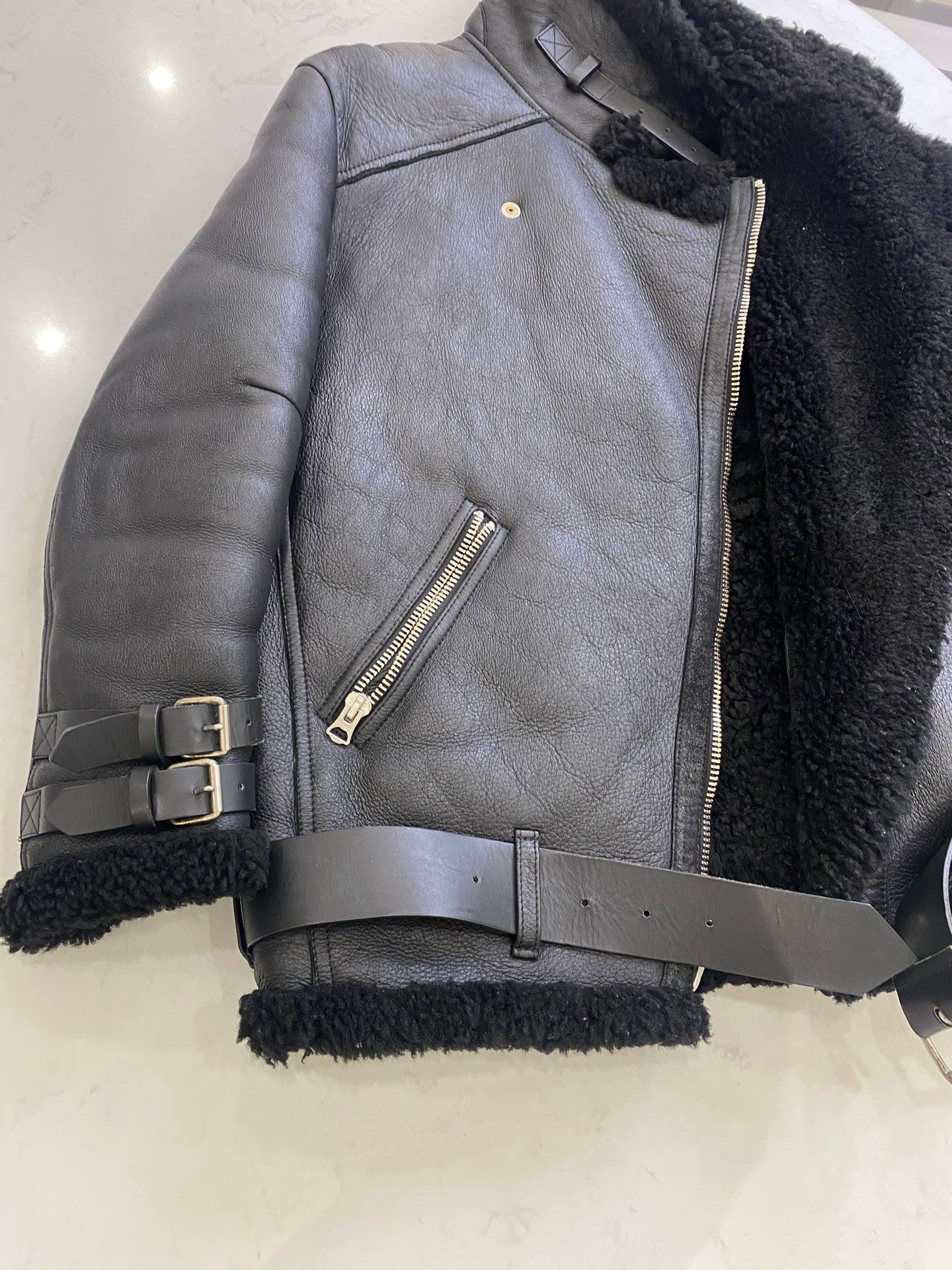 acne studios Leather Black Coat