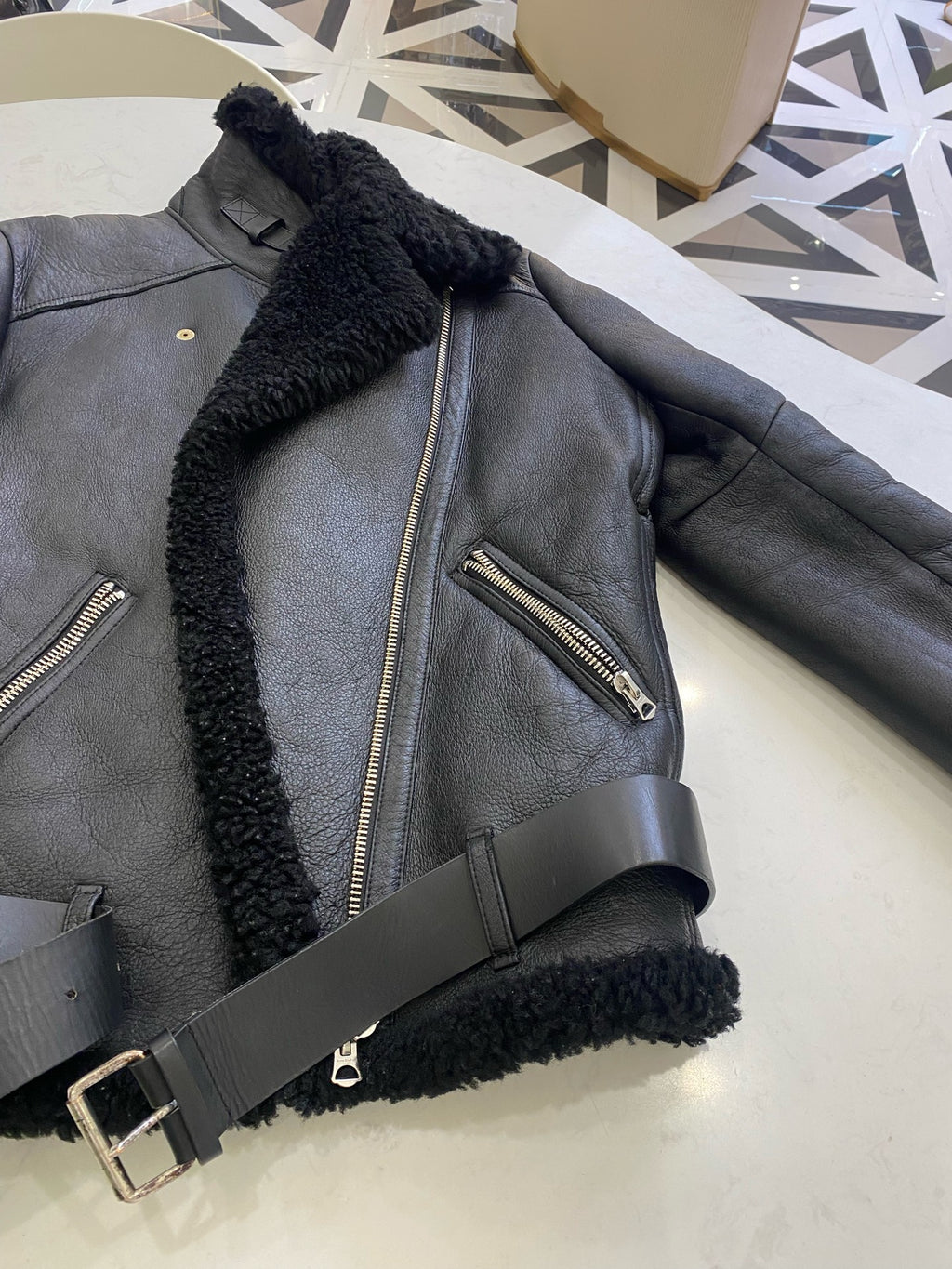 acne studios Leather Black Coat