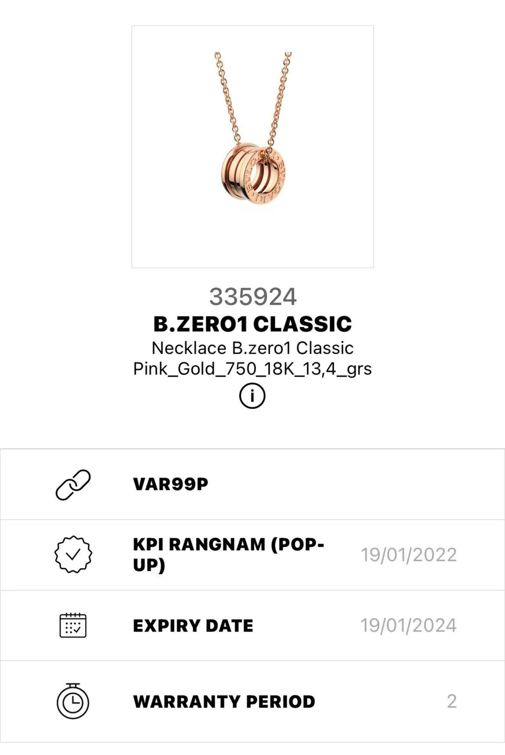 Bvlgari Rose gold Necklace