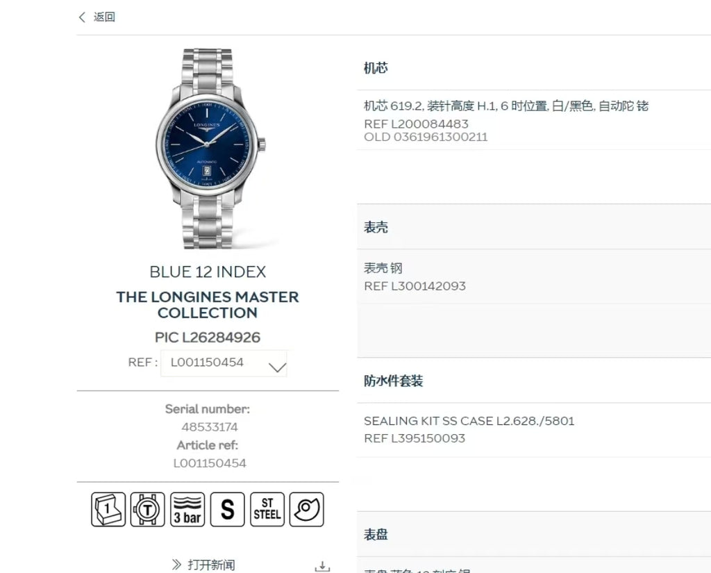 Longines Watchmaking Tradition Blue Automatic (self-winding) watch 38.50 millimeters L2.628.4.92.6