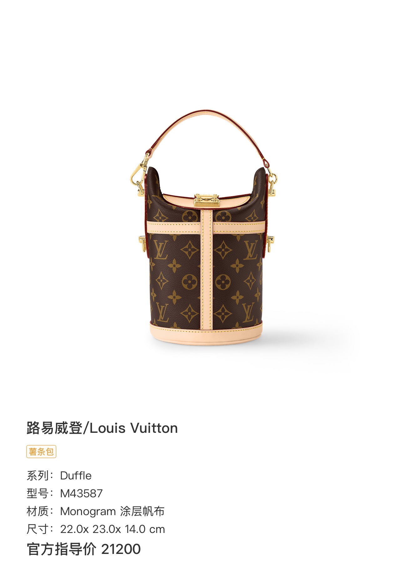 Louis Vuitton Duffle Canvas Bucket & Drawstring Bag 22.0x 23.0x 14.0 cm M43587