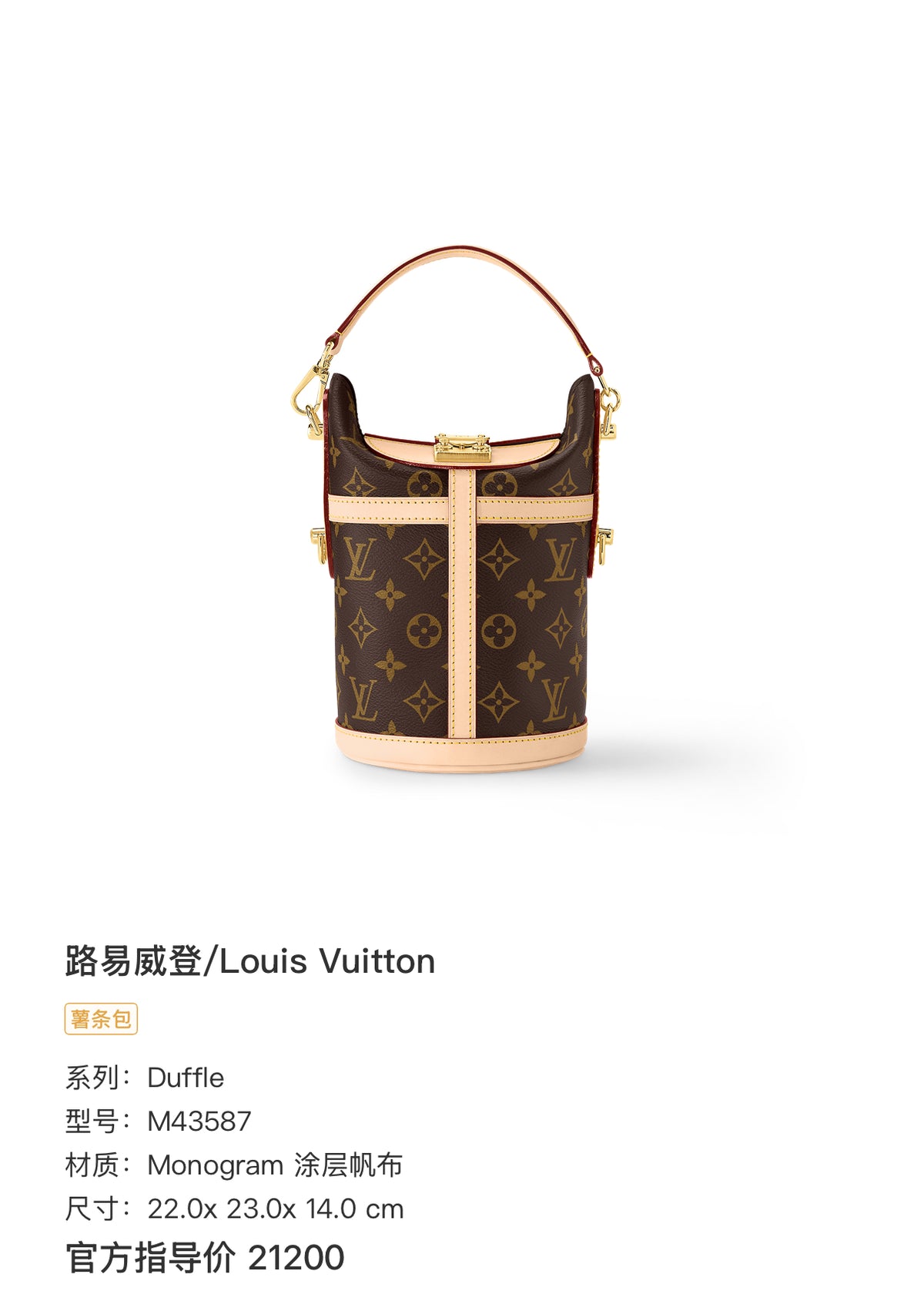 Louis Vuitton Duffle Crossbody 22.0x 23.0x 14.0 cm M43587