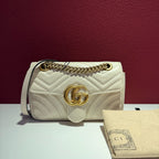 Gucci GG Marmont Collection White Crossbody 22 cm (width) x 13 cm (height) x 6 cm (depth) 446744 DTDIT 9022