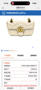Gucci GG Marmont Collection White Crossbody 22 cm (width) x 13 cm (height) x 6 cm (depth) 446744 DTDIT 9022