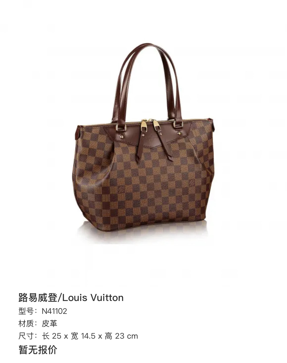 Louis Vuitton Leather Length 25 x Width 14.5 x Height 23 cm N41102