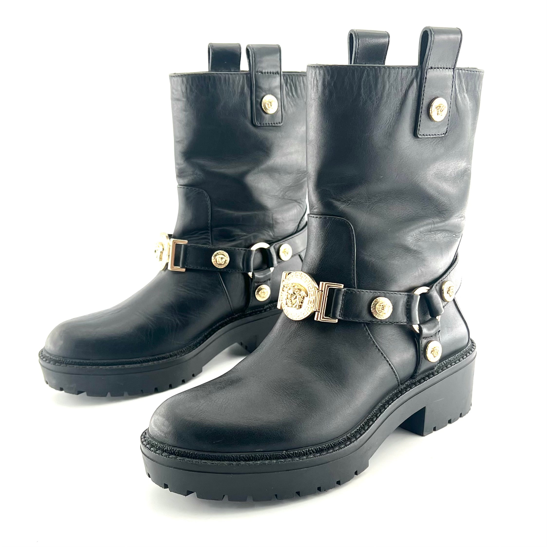 Versace Leather Black Lita boots
