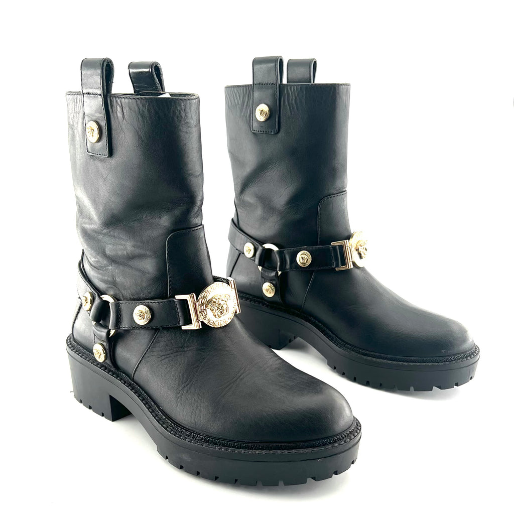 Versace Leather Black Lita boots